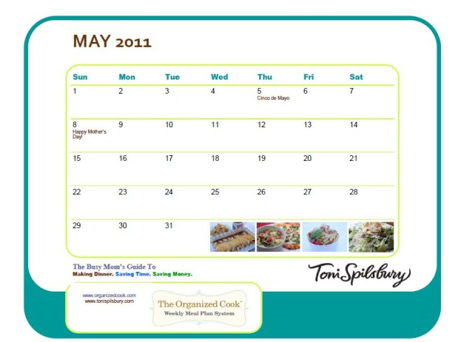 The Organized Cook May Calendar for Busy Moms