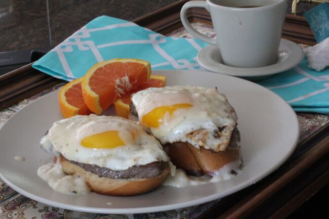 Steak & Egg Open-Face Breakfast Sandwich