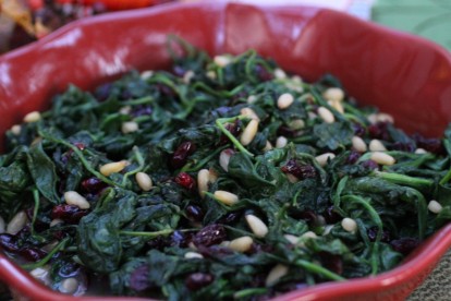 Sauteed Spinach with Cranberries and Pine Nuts