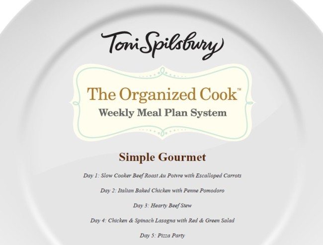 meal planning The Organized Cook Weekly Meal Plan System