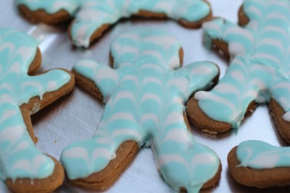 Gingerbread Man Chevron Tiffany Blue
