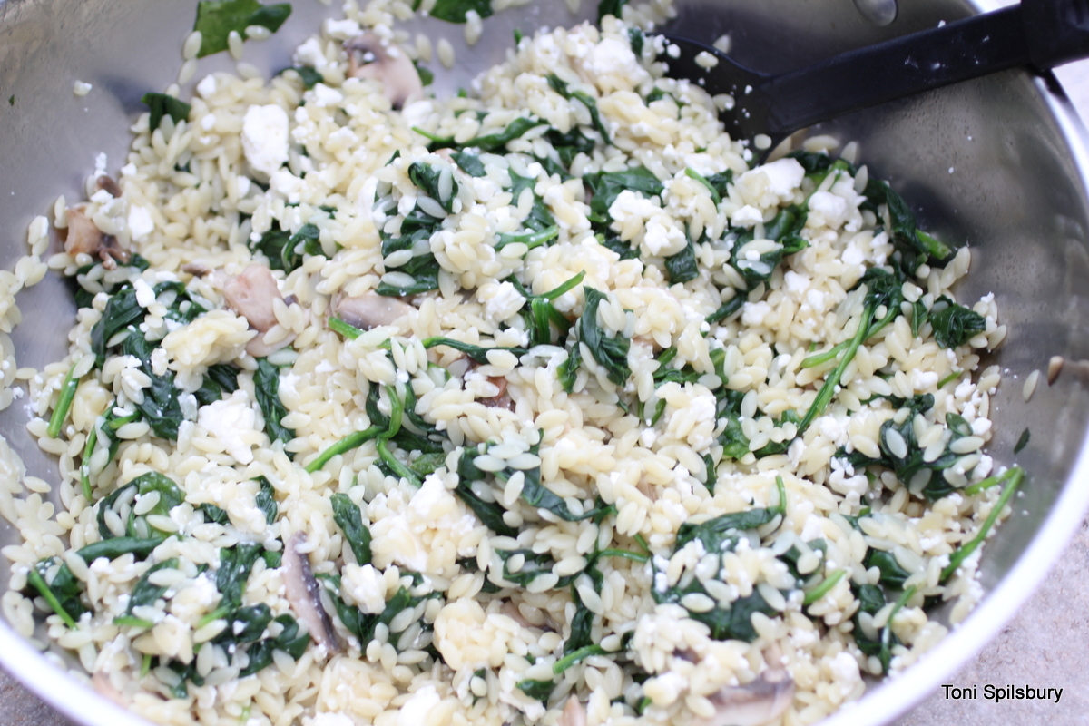 Orzo Broccoli Mushroom Feta Salad